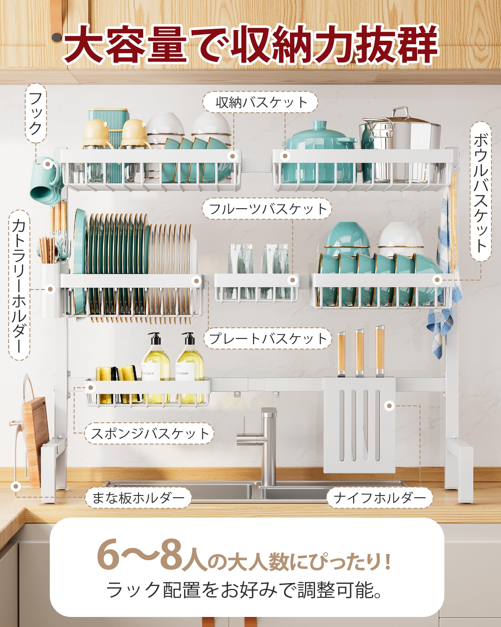 Amazon｜Sakugi シンク上水切りラック 食器乾燥かご 食器置き場 伸縮式